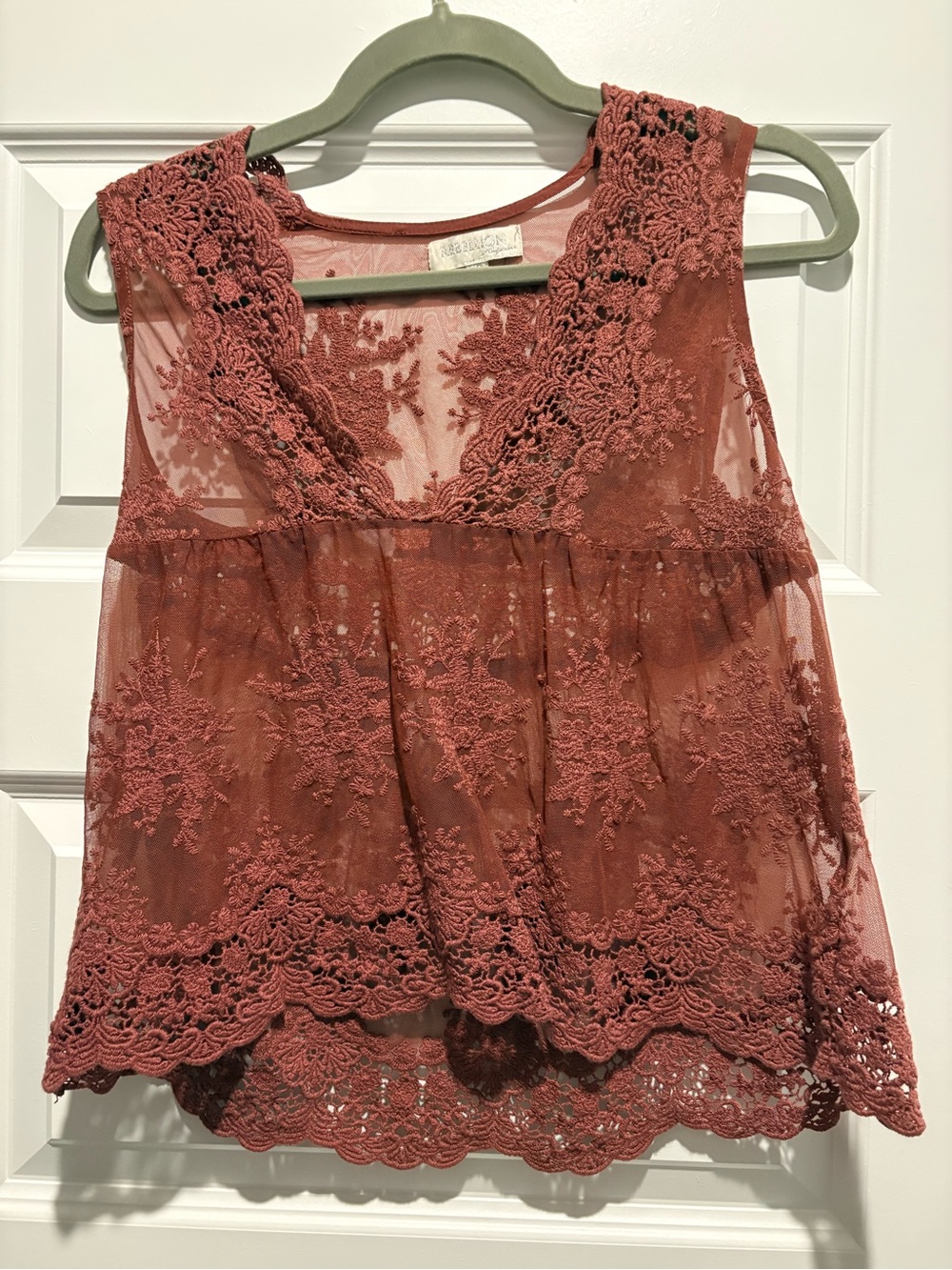 Rebellion Lace Overlay Sleeveless Top - Dusty Rose